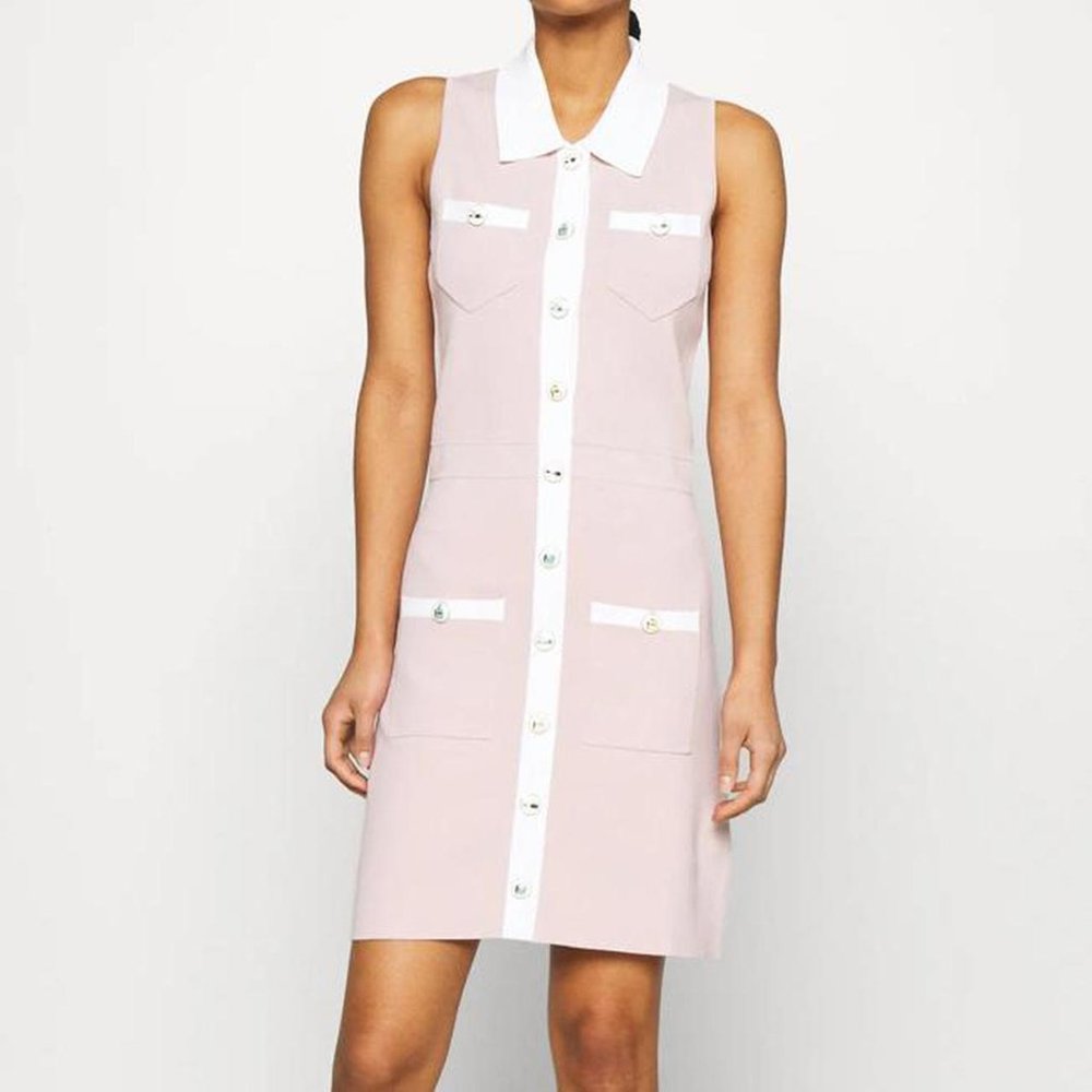 MAJE Revisto pink button down dress – 60s, mod, retro look, French fashion/style